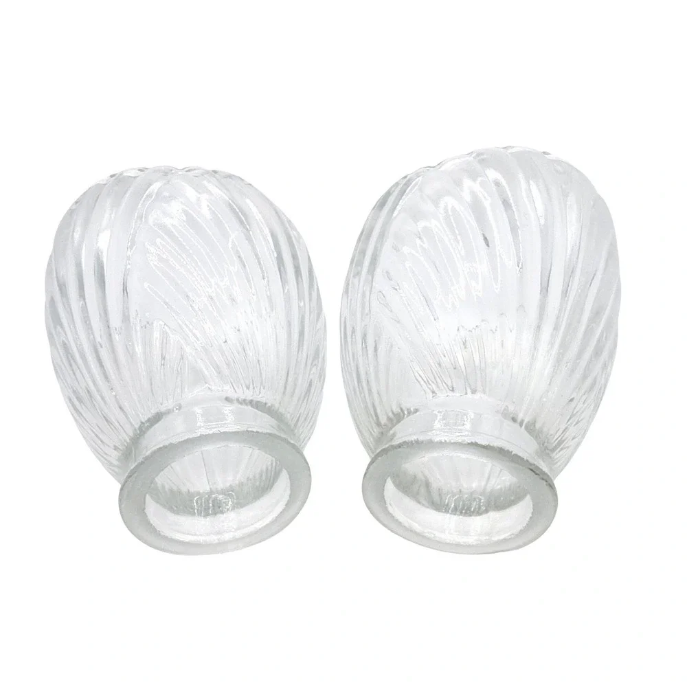 Clear Glass Tulip Lamp Shade Scalloped Petal Replacement 2.25 Fitter Set of 2